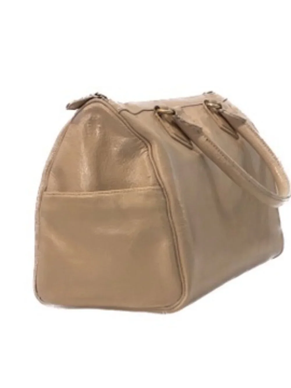 Mark & Graham Taupe Leather Satchel / Doctor Bag